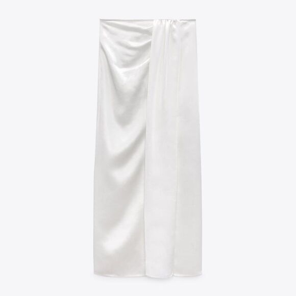 BLOGGERS FAV ZARA NWT XS SATIN DAPPED SKIRT White pearl - Picture 11 of 14